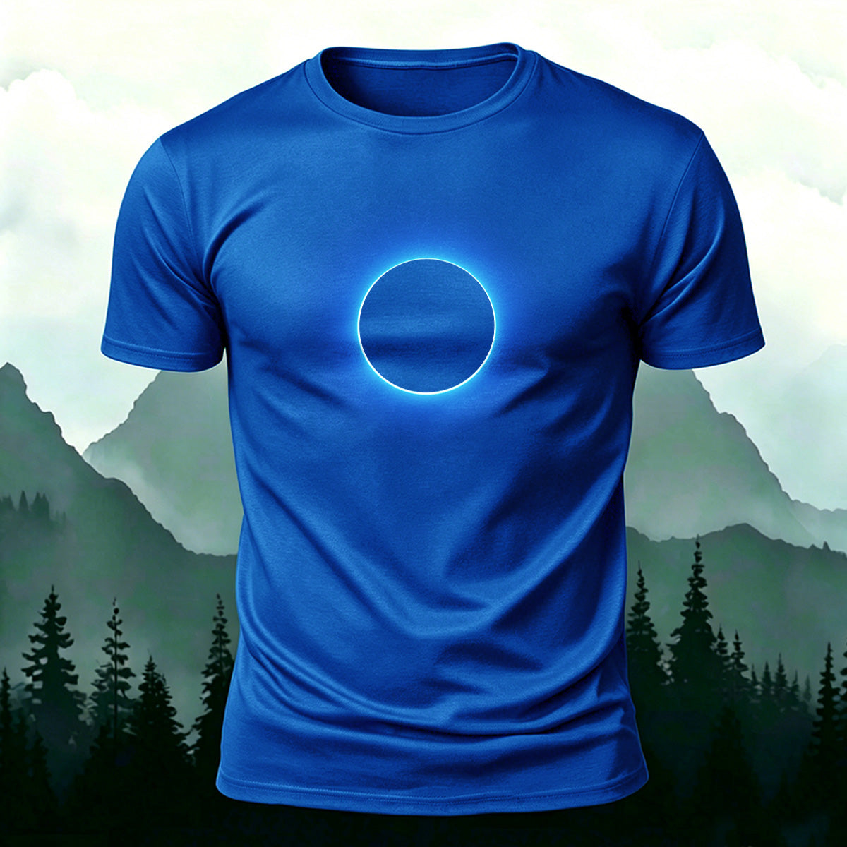DTG Glowing Circle Pattern Minimalist Breathable T-shirt