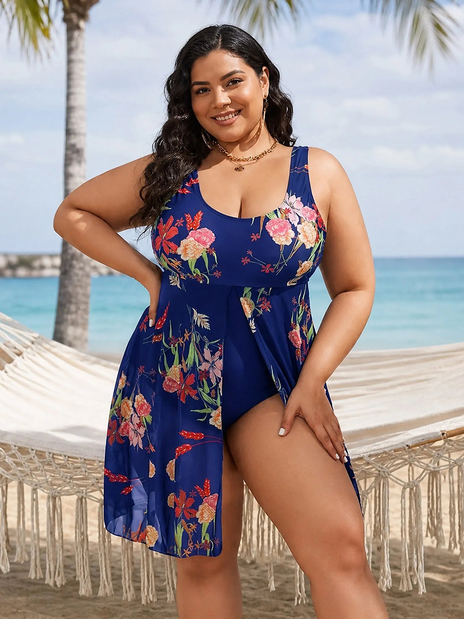 Women's Digital-Print Skirt-Style One-Piece Swimsuit
