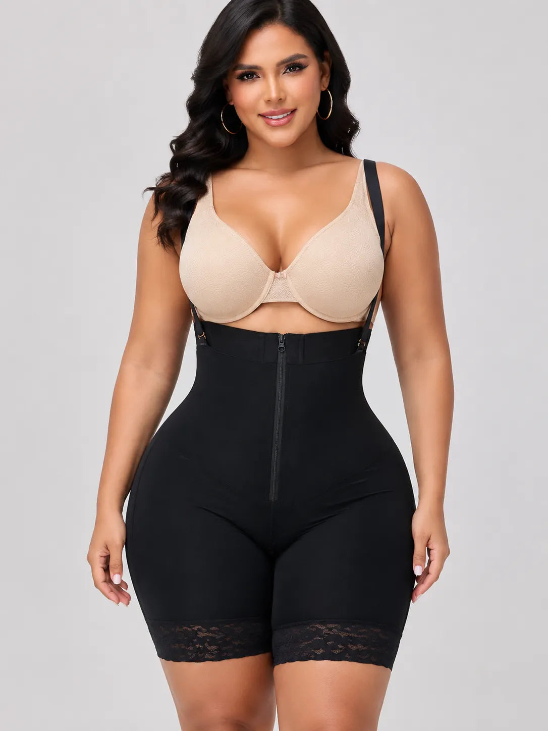 Women Zipper Hook Eye Lace Trim Shapeware