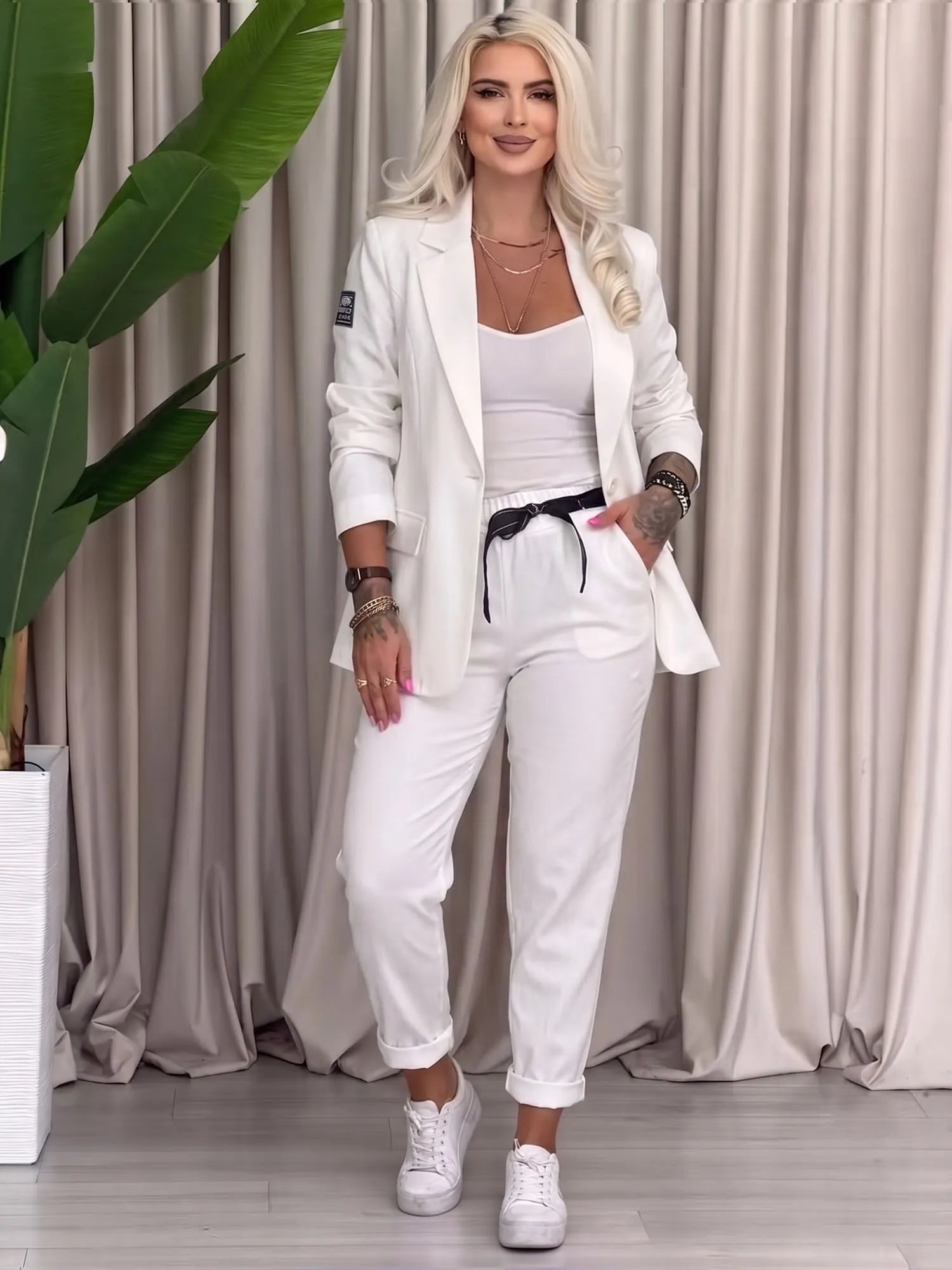Women's Casual Fashionable Skinny-Leg Pants Suit Set