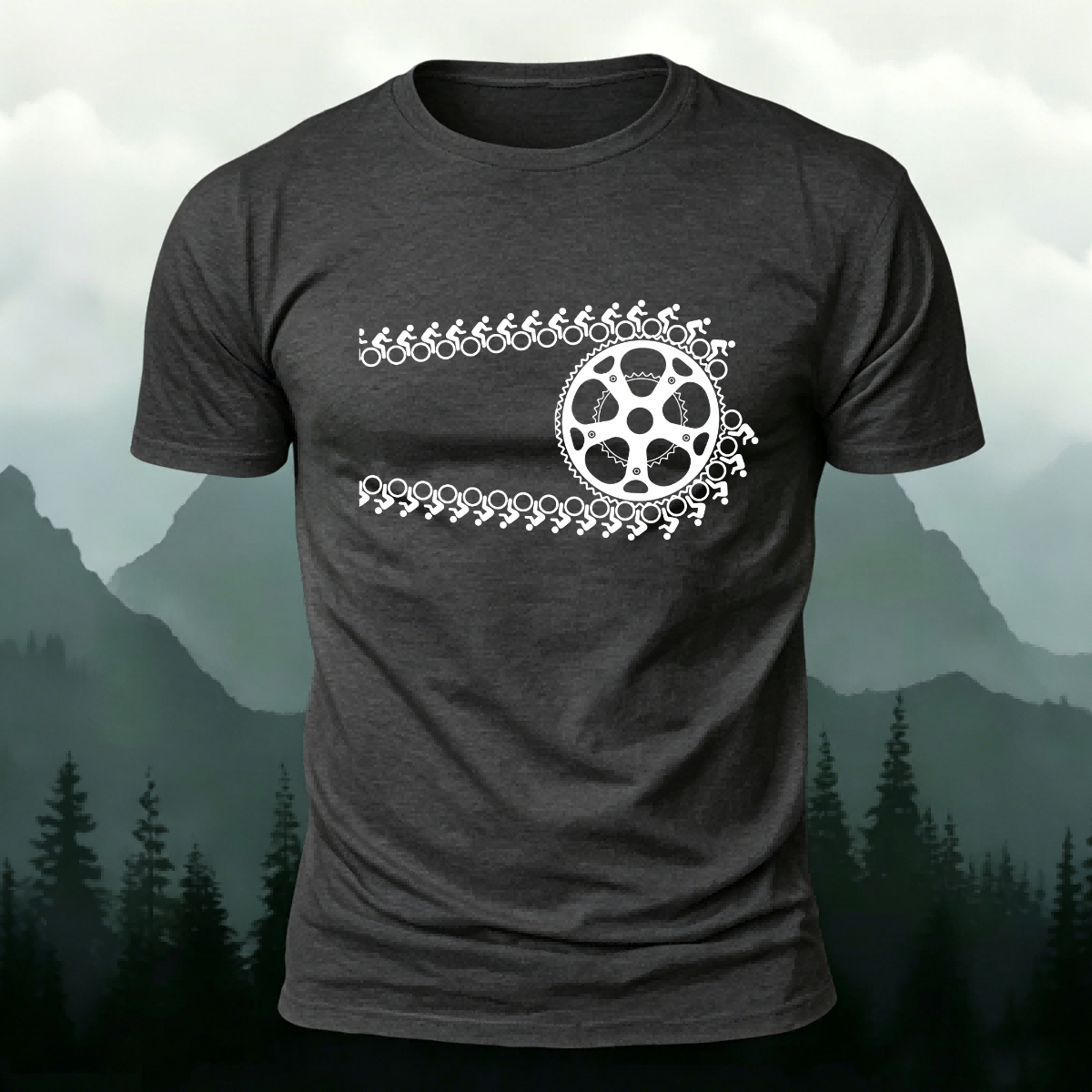 Artistic Cycling Pattern Outdoor Style Skin-Friendly T-Shirt