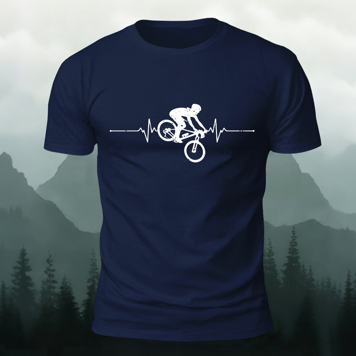 Minimalist Cycling Pattern Soft Comfortable Cotton T-Shirt