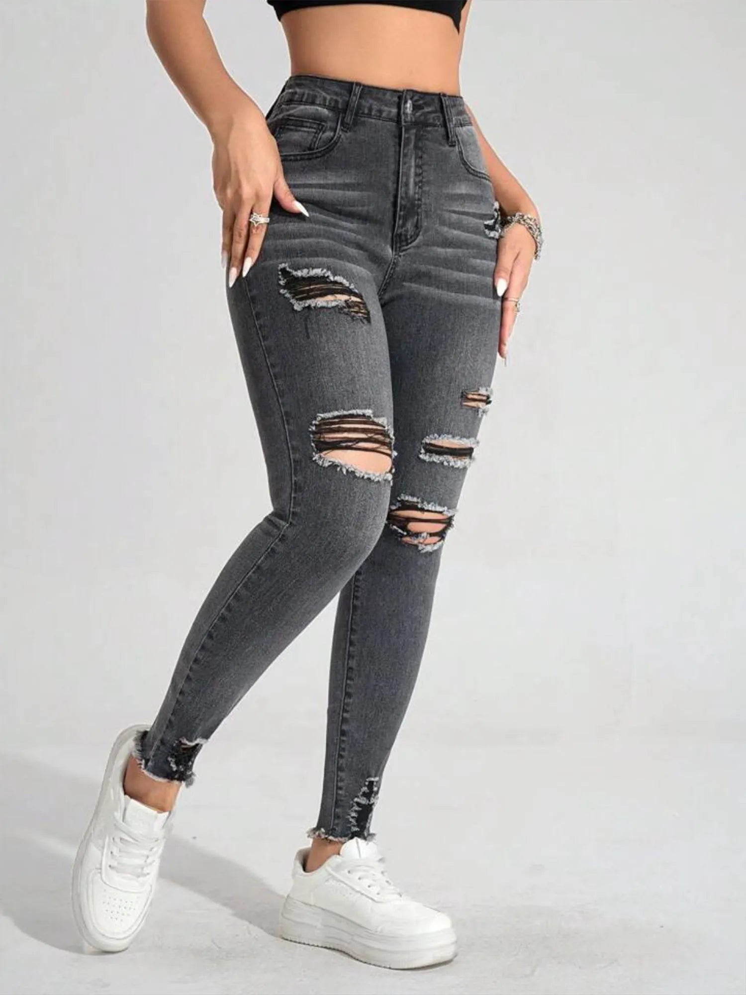 Stretch Slim Ripped Fashion Denim Pants