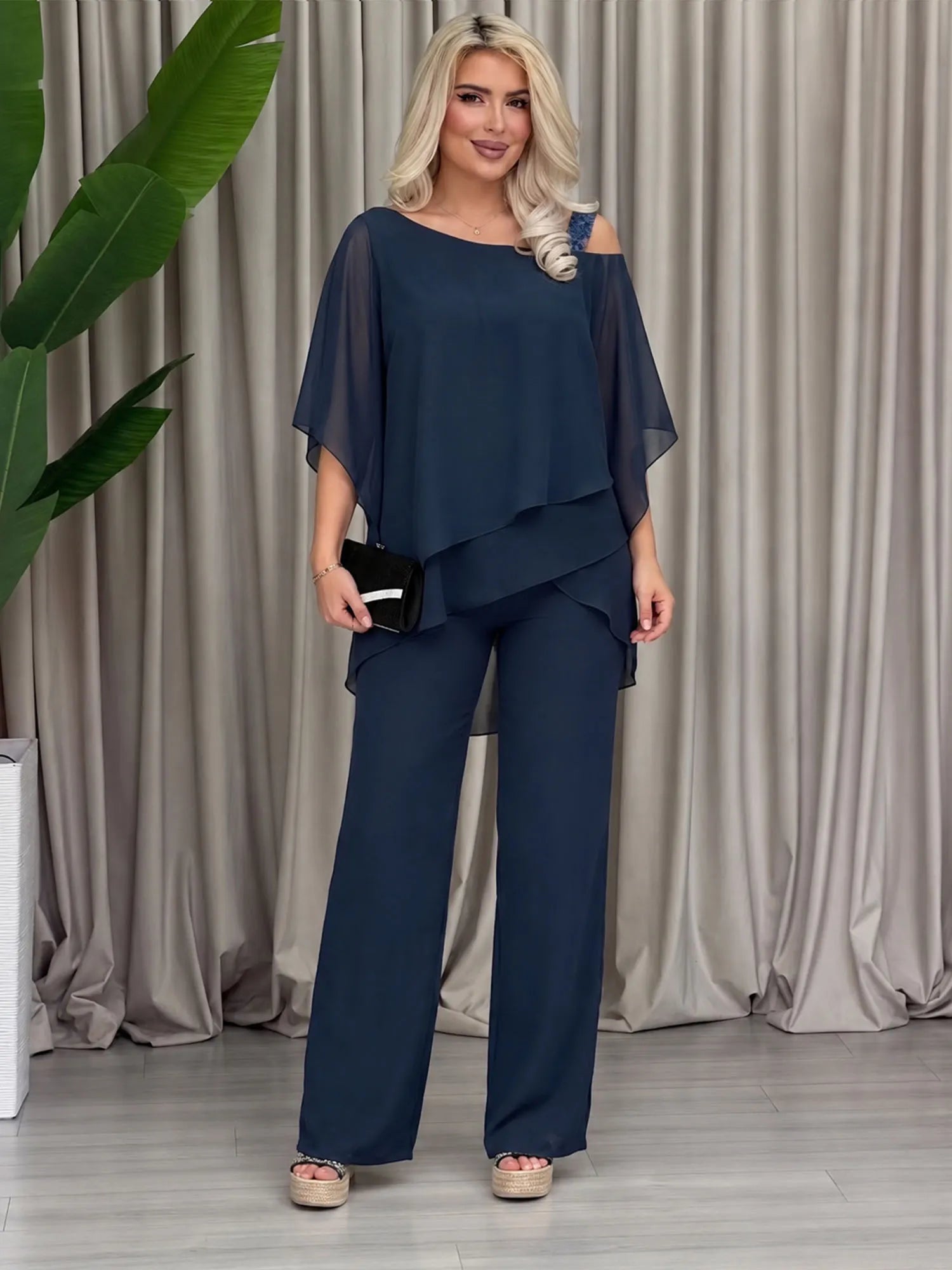 Women Off Shoulder Irregular Elegant Casual Set