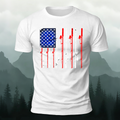 American-style Fishing Rod Pattern Cotton T-shirt