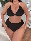 Women's Solid-Color Strapless Backless Sexy Bikini