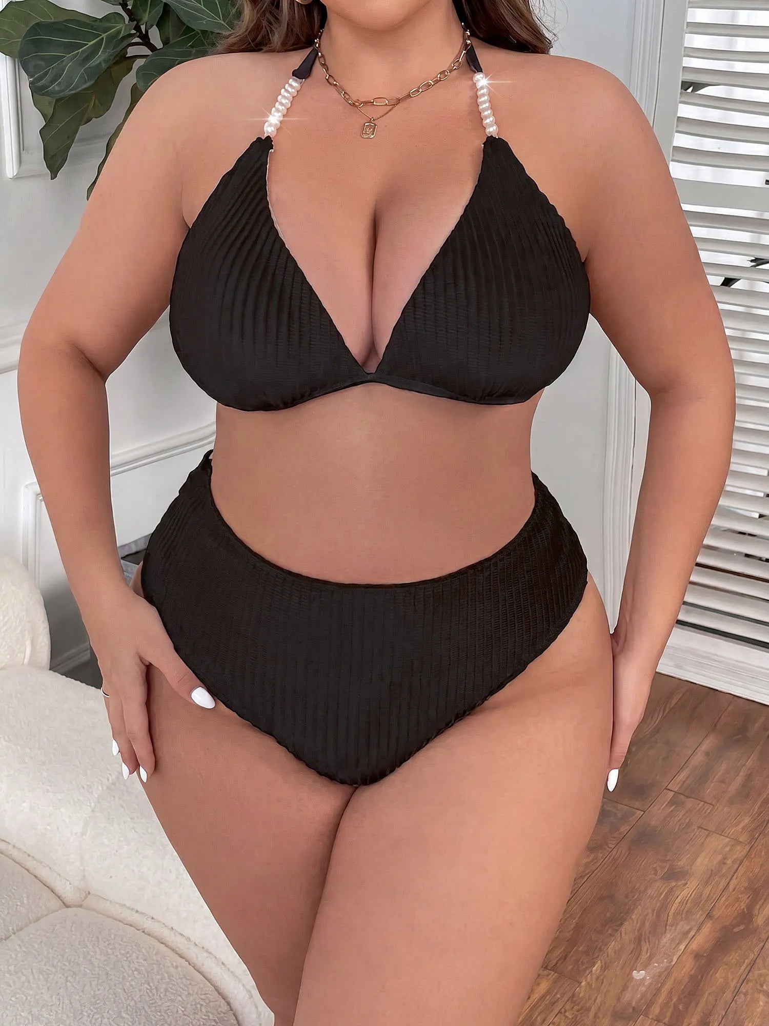 Women's Solid-Color Strapless Backless Sexy Bikini