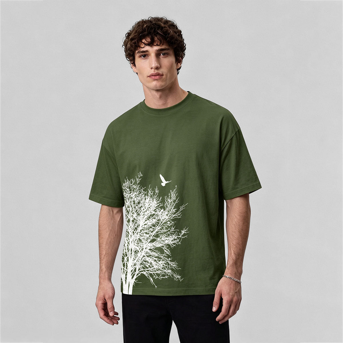 Minimalist  Tree Pattern Natural Style Casual T-Shirt