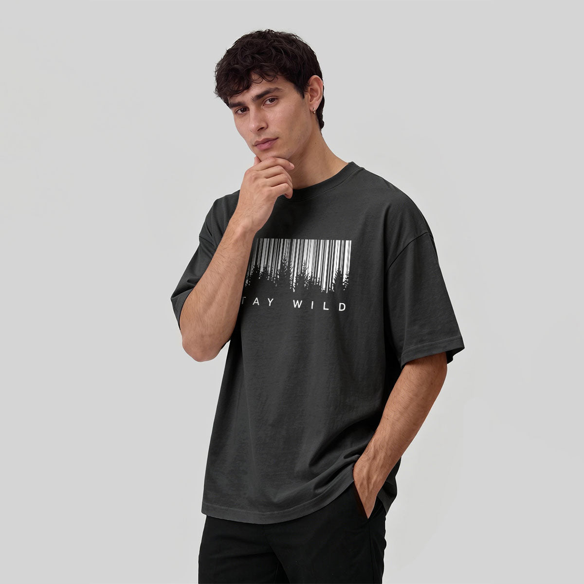 Stay Wild Printed Soft-touch Feel Casual T-Shirt