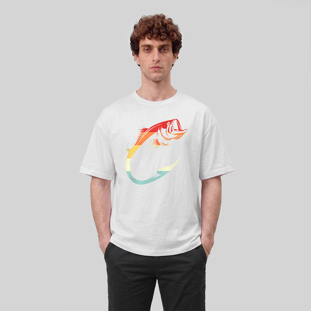 Colorful Hook Print Breathable Material Casual T-Shirt