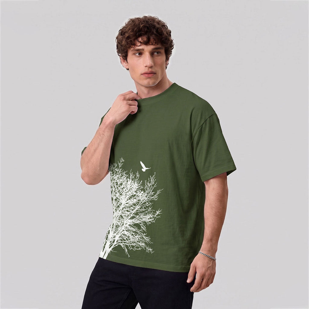 Minimalist  Tree Pattern Natural Style Casual T-Shirt