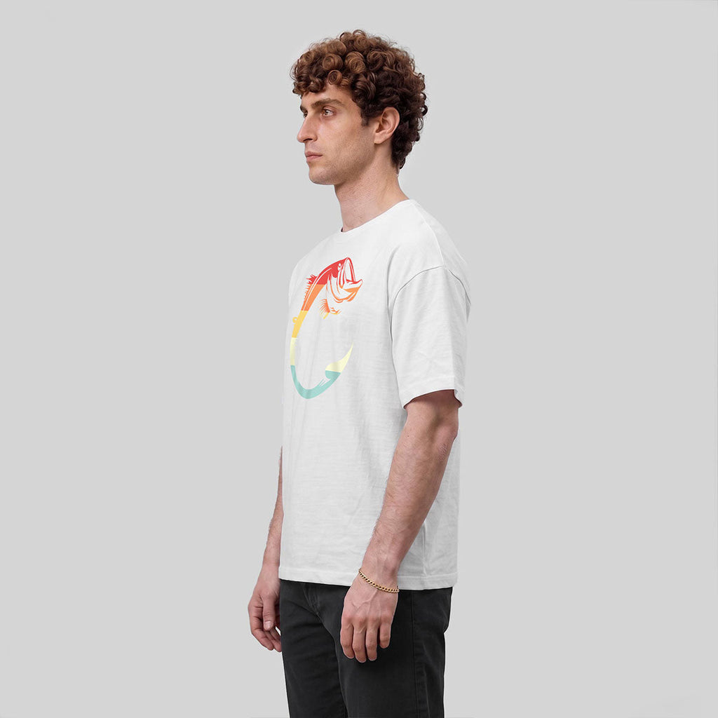 Colorful Hook Print Breathable Material Casual T-Shirt