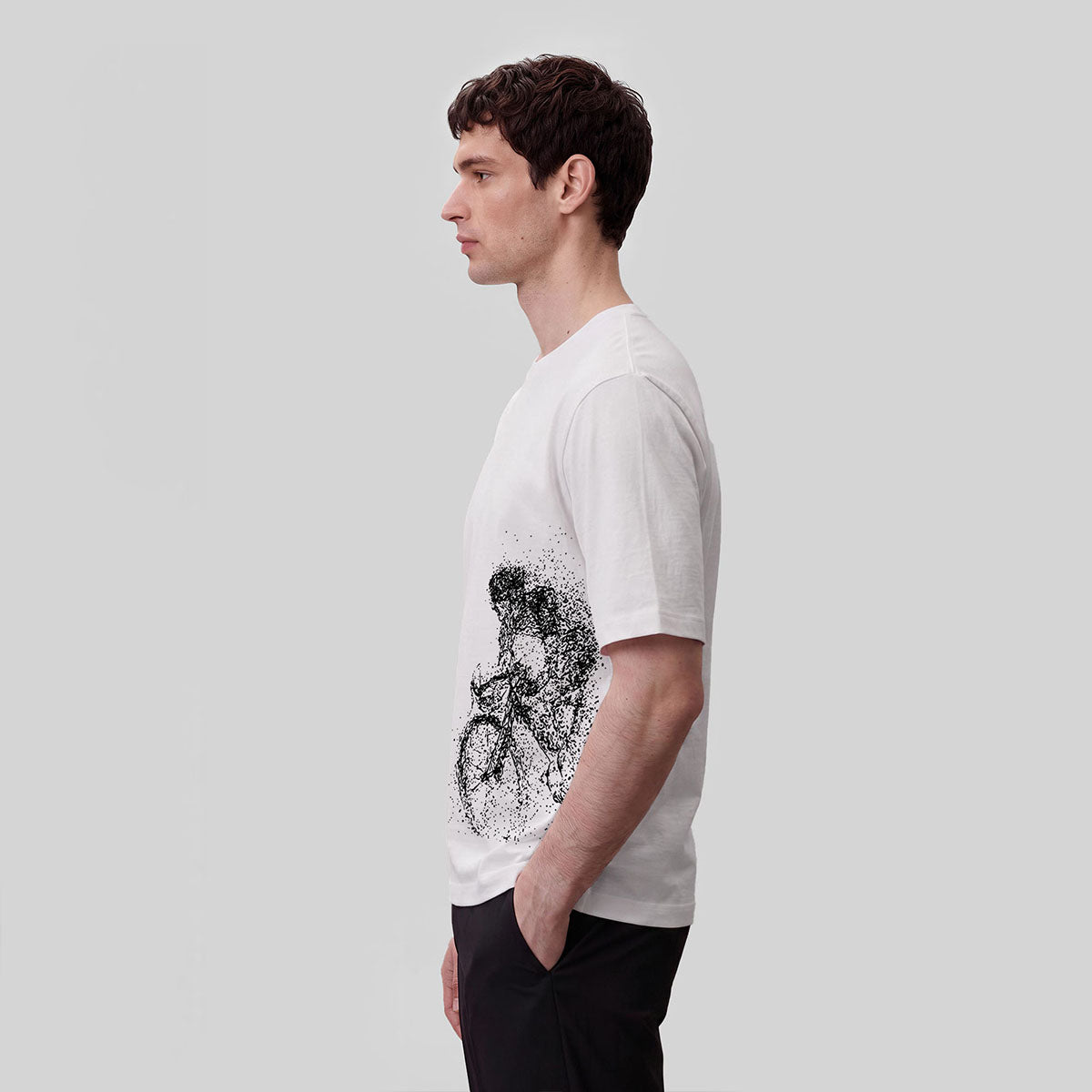 Cycling Pattern Mountain-Style Cotton Casual T-Shirt