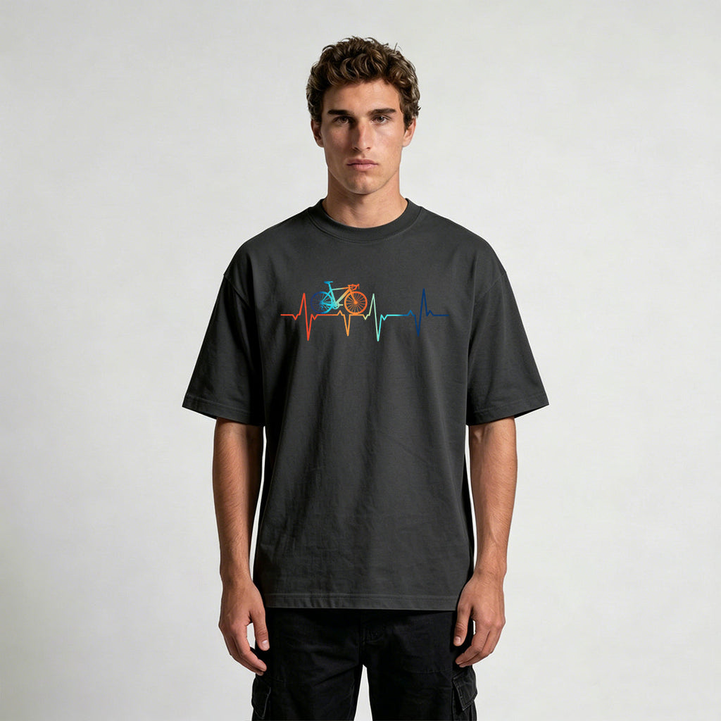 Bicycle Color Print Natural Soft-touch Feel T-Shirt