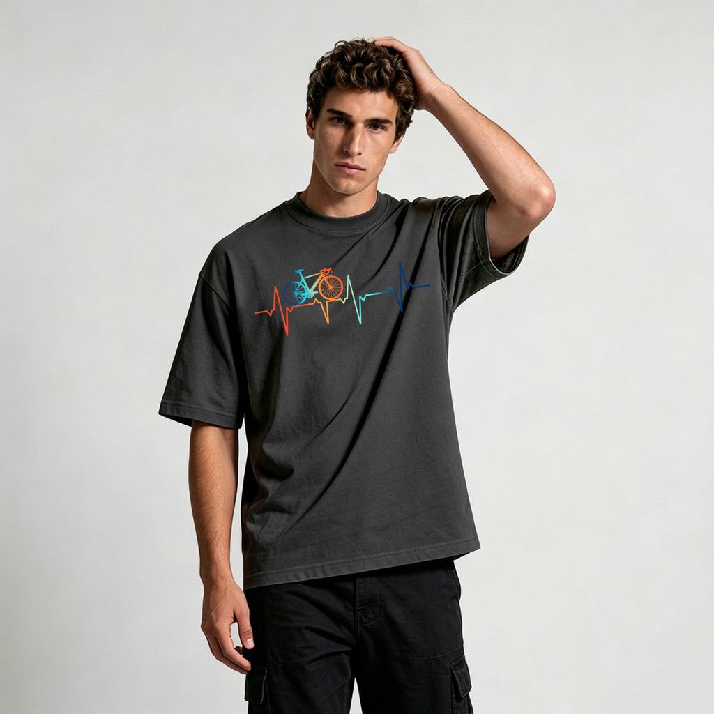 Bicycle Color Print Natural Soft-touch Feel T-Shirt