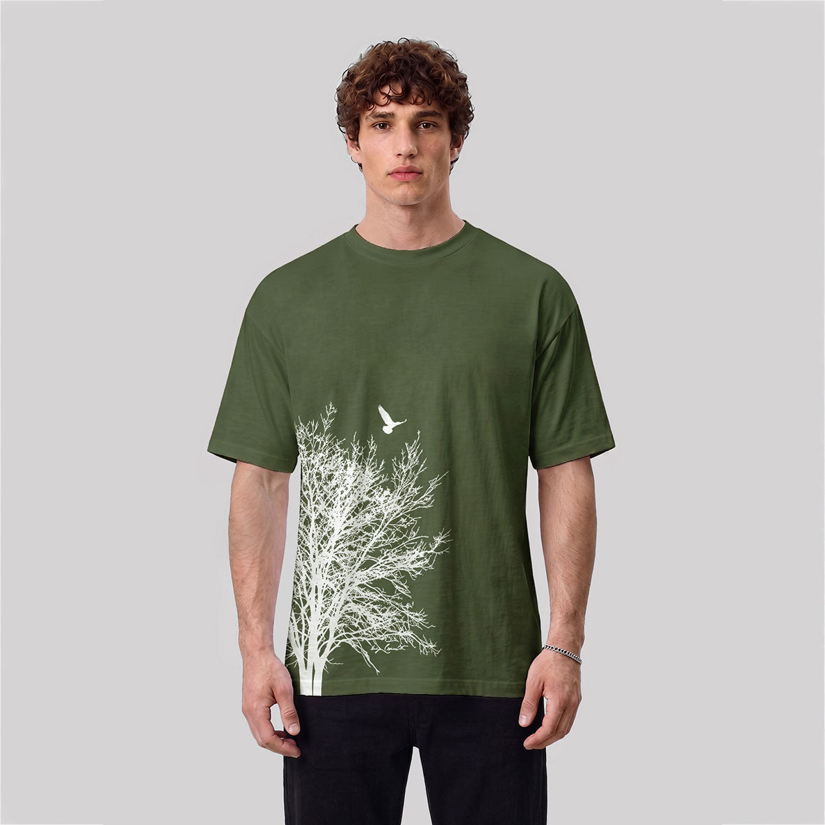 Minimalist  Tree Pattern Natural Style Casual T-Shirt