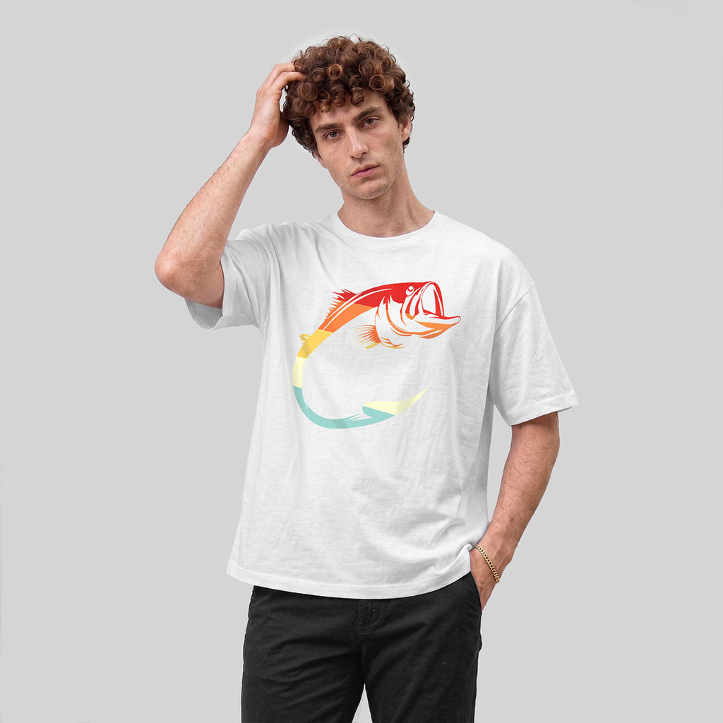 Colorful Hook Print Breathable Material Casual T-Shirt
