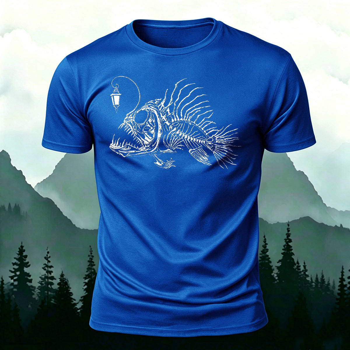Underwater Fishbone Pattern Cotton Casual T-Shirt