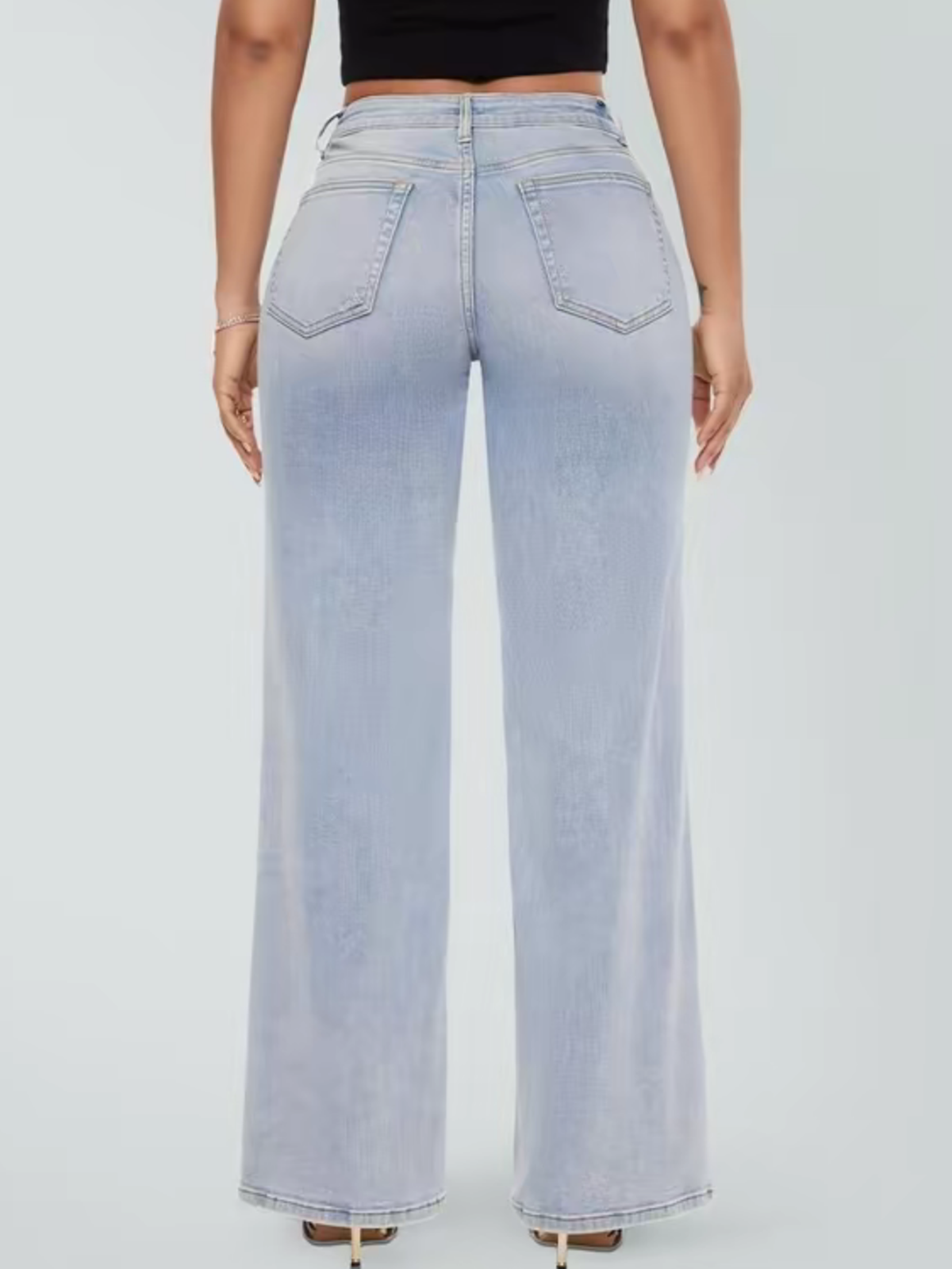 Mid Rise Slimming Wide Leg Jeans