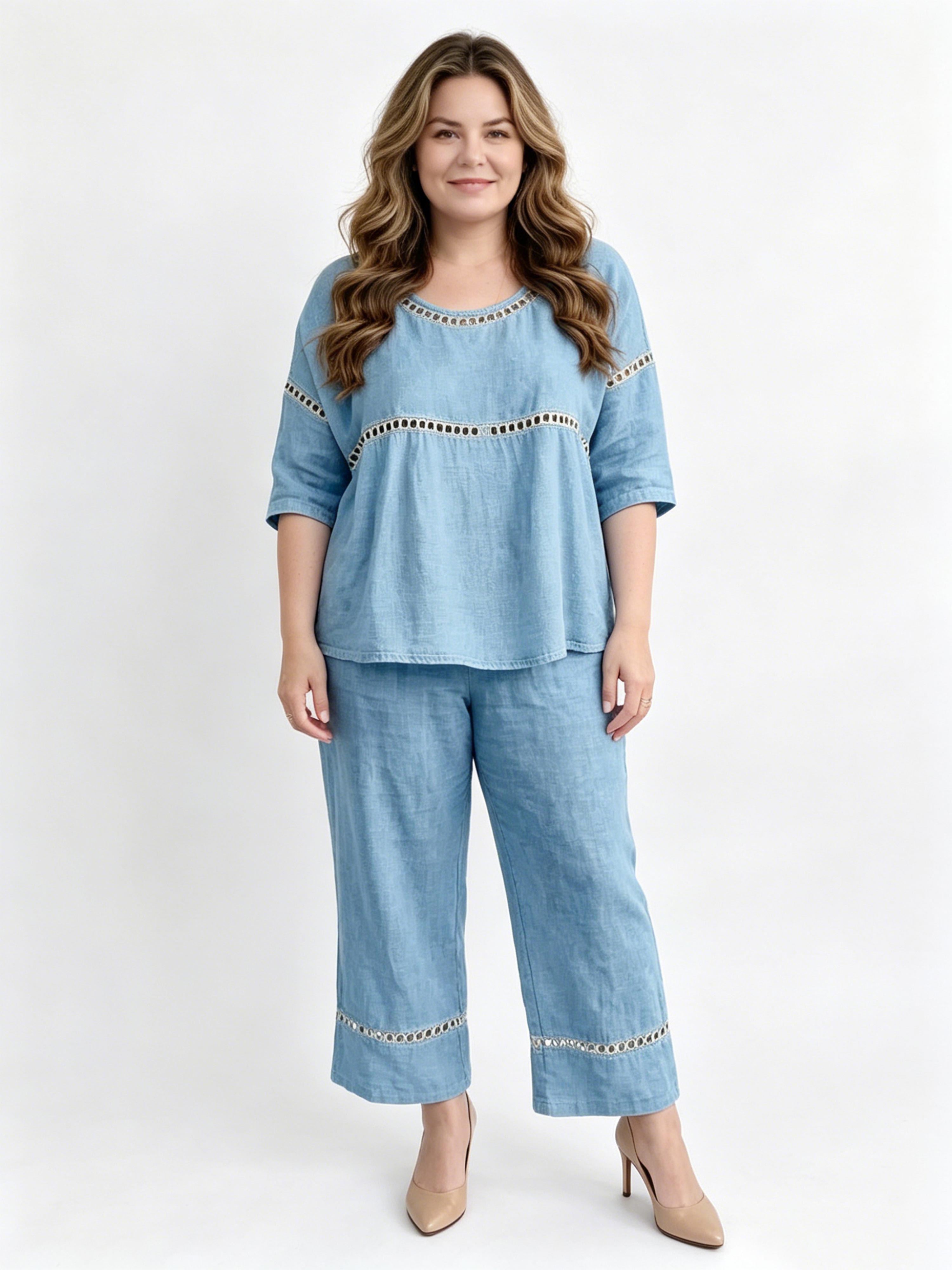 Casual Commuting Comfortable Loose Round Neck Set