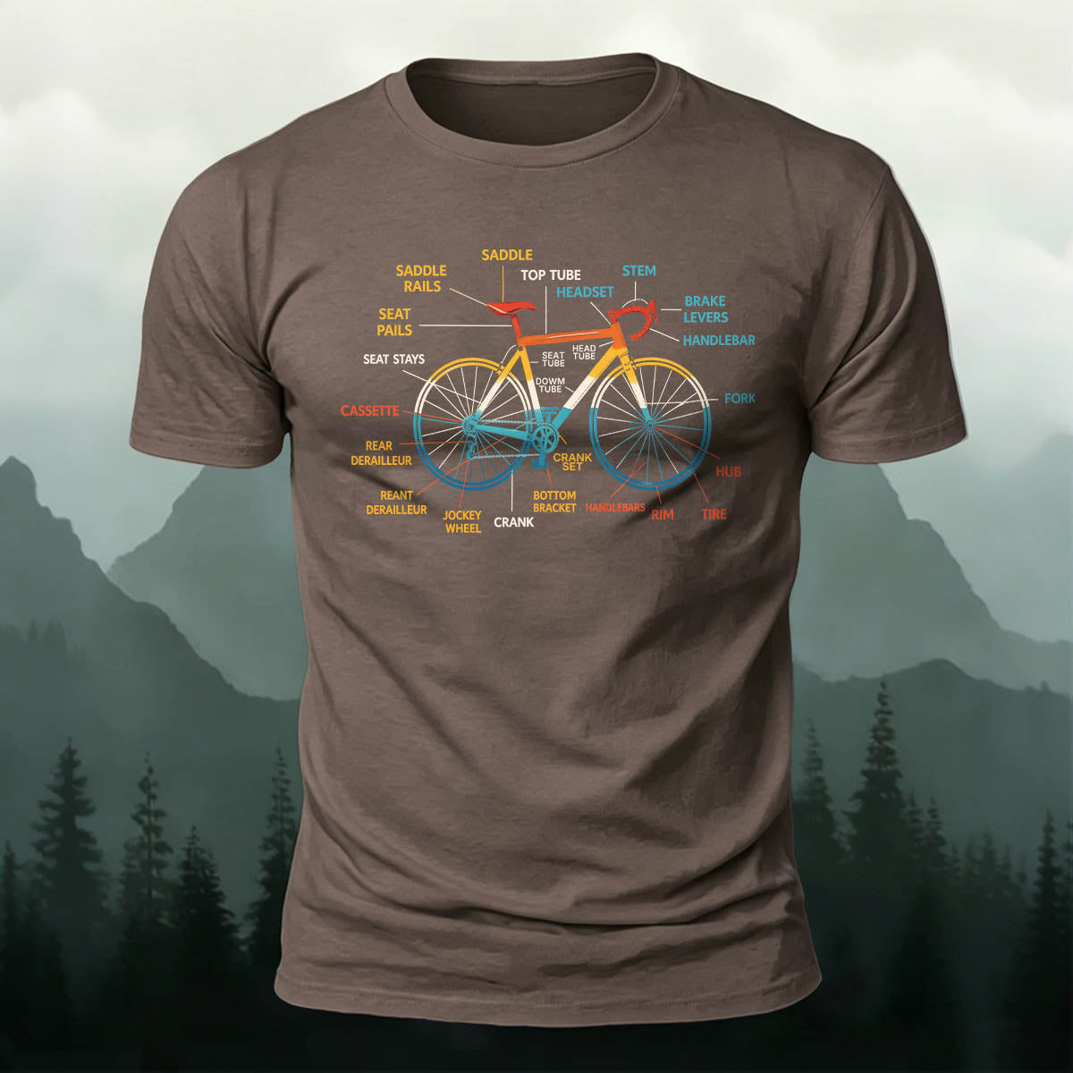 Bicycle Logo Minimalist Print Basic Cotton T-Shirt