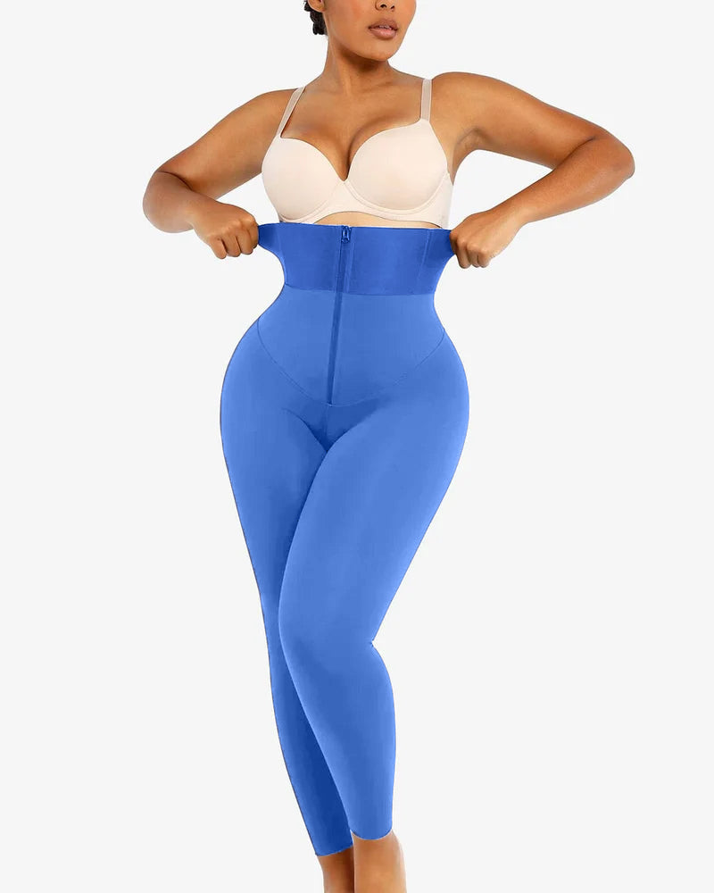 Black Waist Trainer 2-In-1 Leggings With Zipping Hourglass Figure