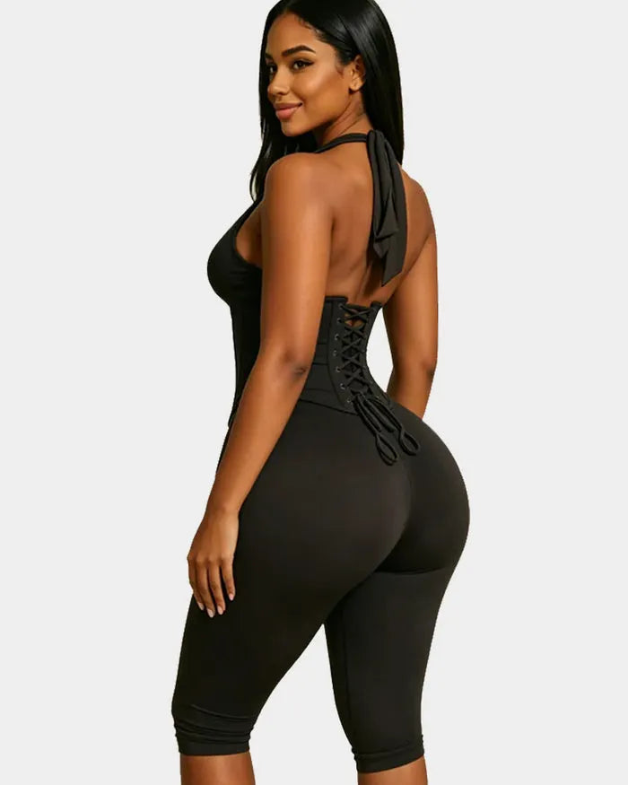 Comfortable, Waist-Cinching, Open-Back Athletic Shapewear And Cropped Legging