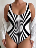 Sexy Strappy Striped Quick-Dry One-Piece Swimsuit