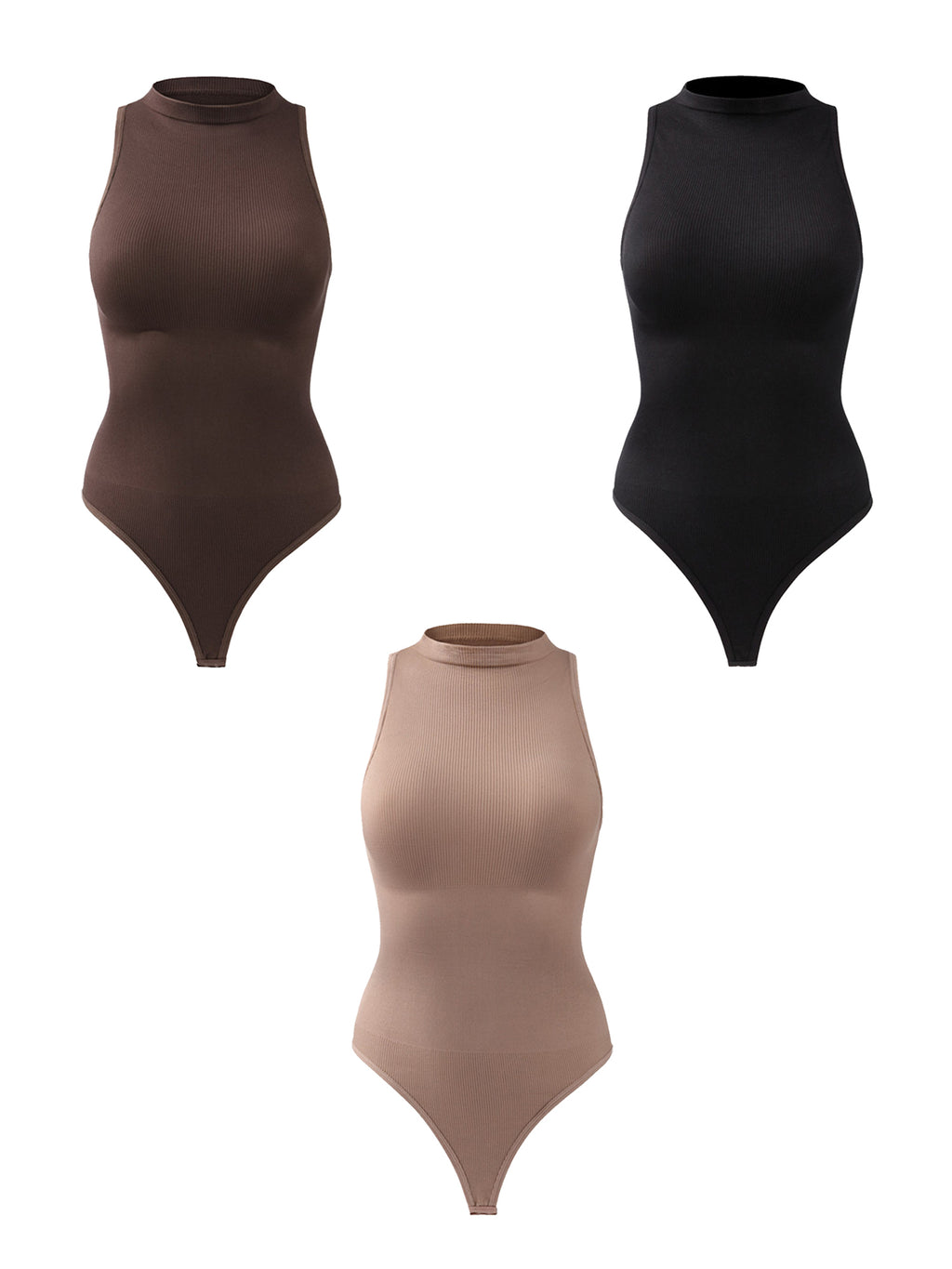 High Neck Sculpt Thong Bodysuit Belly Control Shapewear