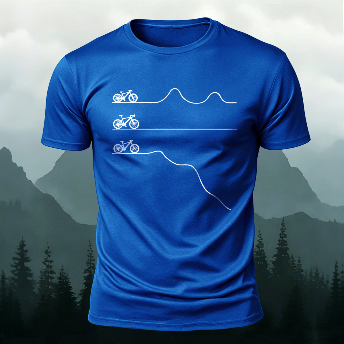 Outdoor Cycling Road Print 100% Cotton Casual T-Shirt