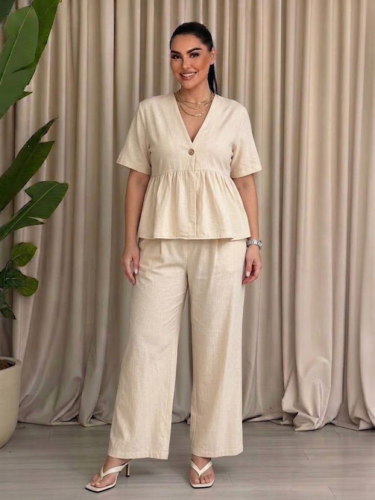 Fashionable Elegant V-Neck Loose Casual Set