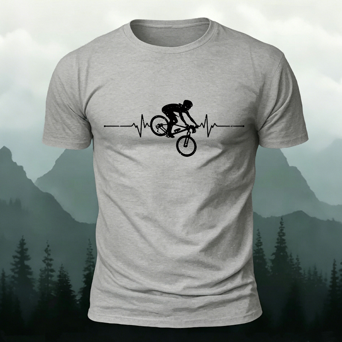 Minimalist Cycling Pattern Soft Comfortable Cotton T-Shirt