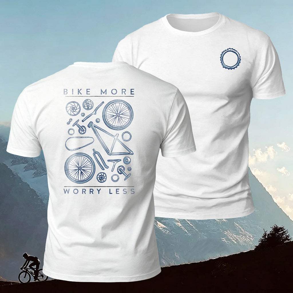 Bicycle Parts Print 100% Cotton Casual T-Shirt