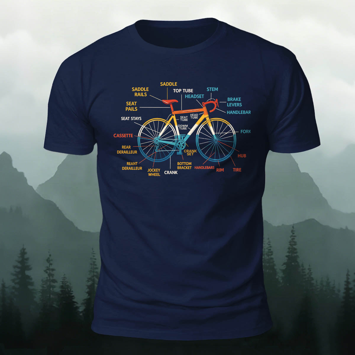 Bicycle Logo Minimalist Print Basic Cotton T-Shirt