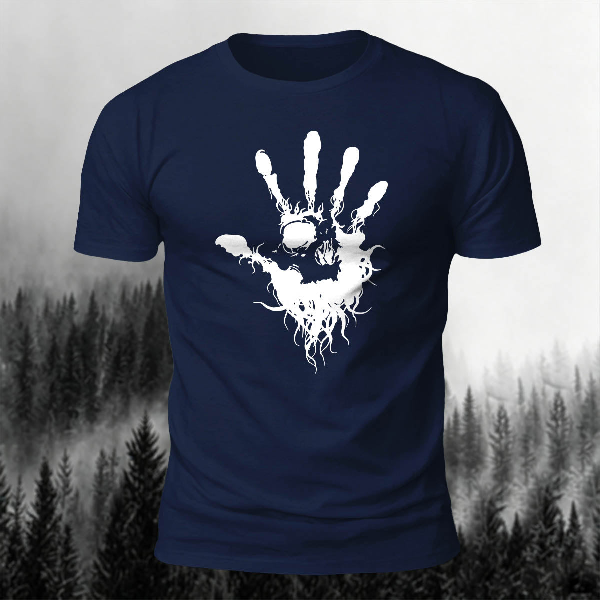 Cotton Skull Face Palm Print Outdoor T-Shirt