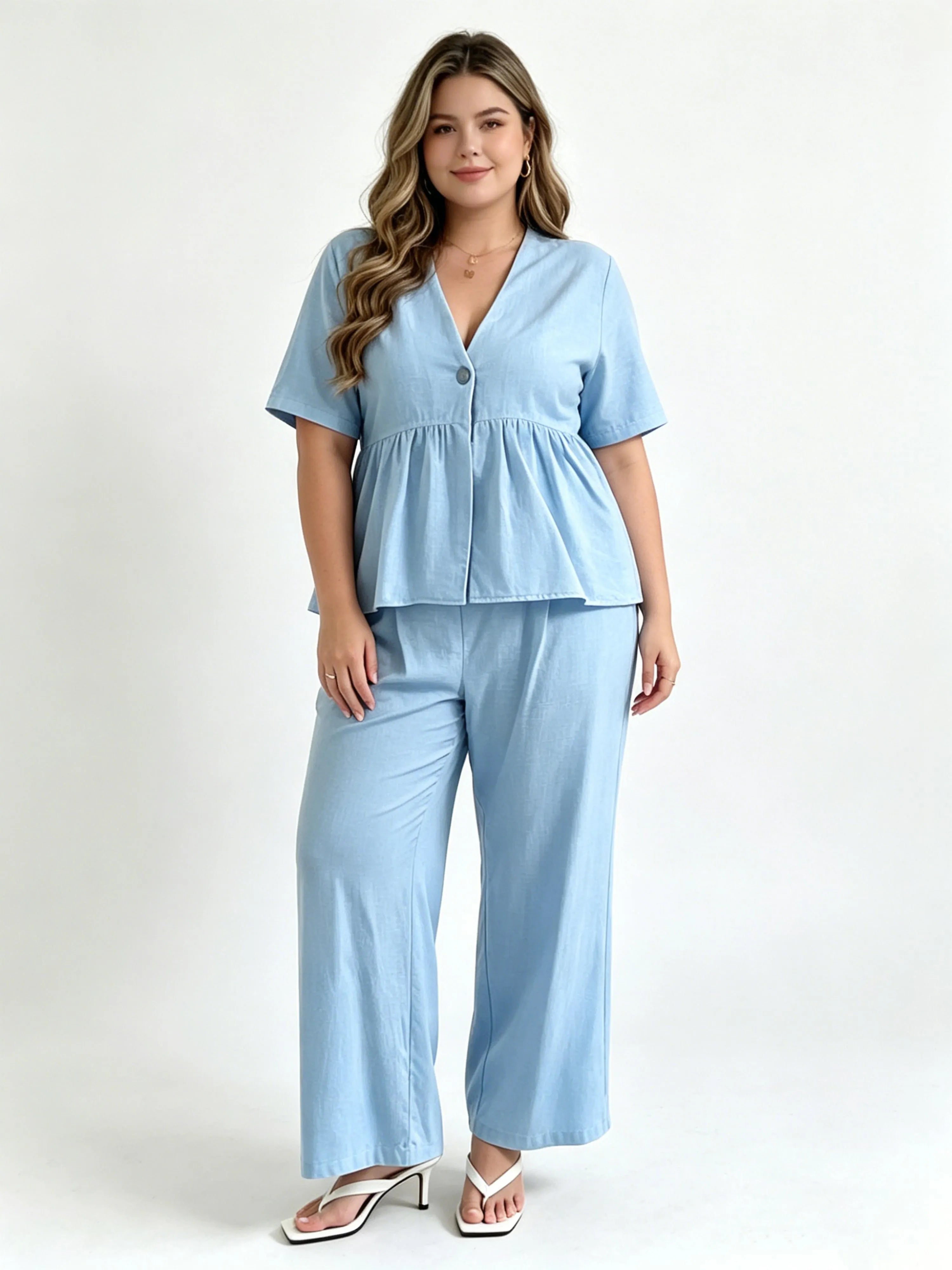Fashionable Elegant V-Neck Loose Casual Set