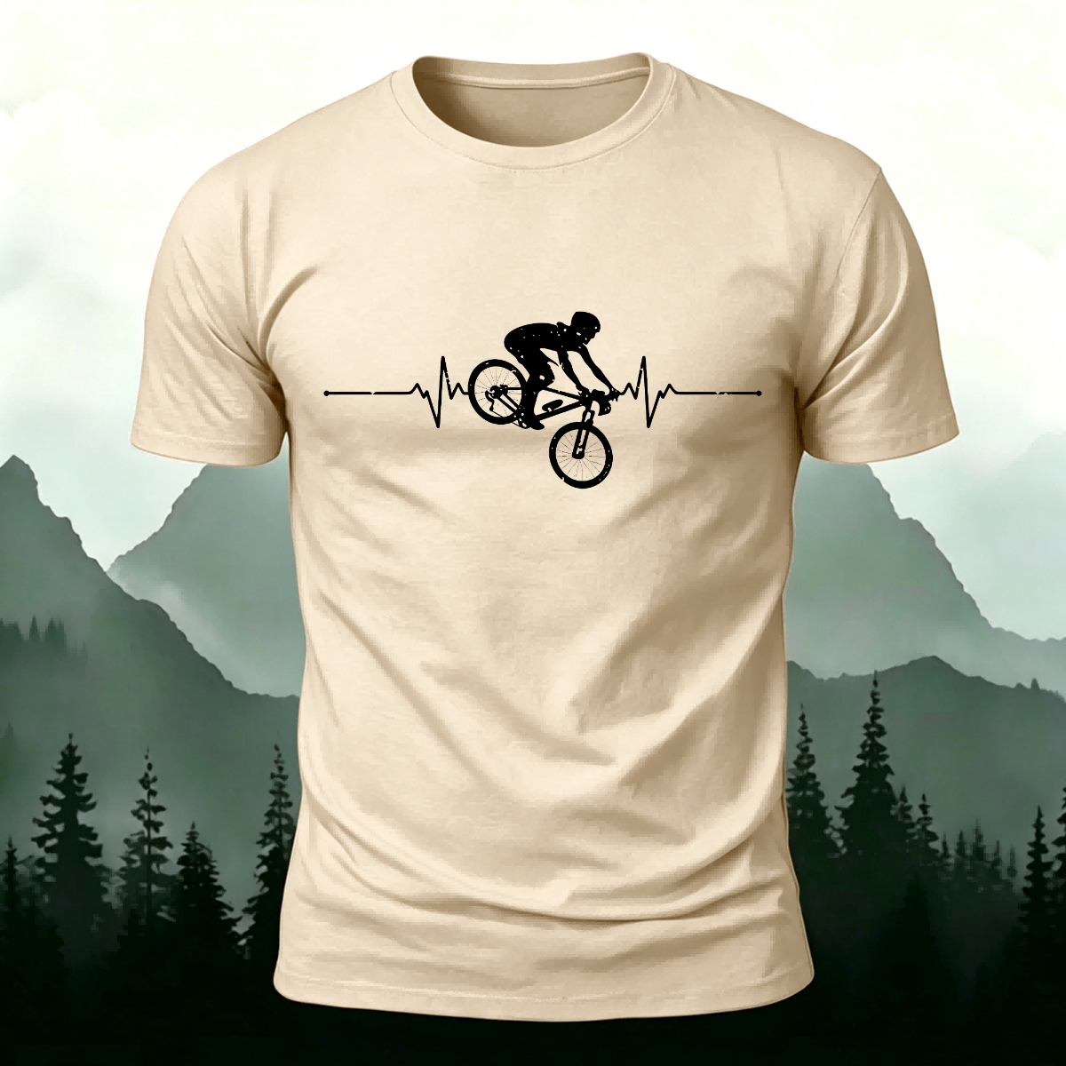 Minimalist Cycling Pattern Soft Comfortable Cotton T-Shirt