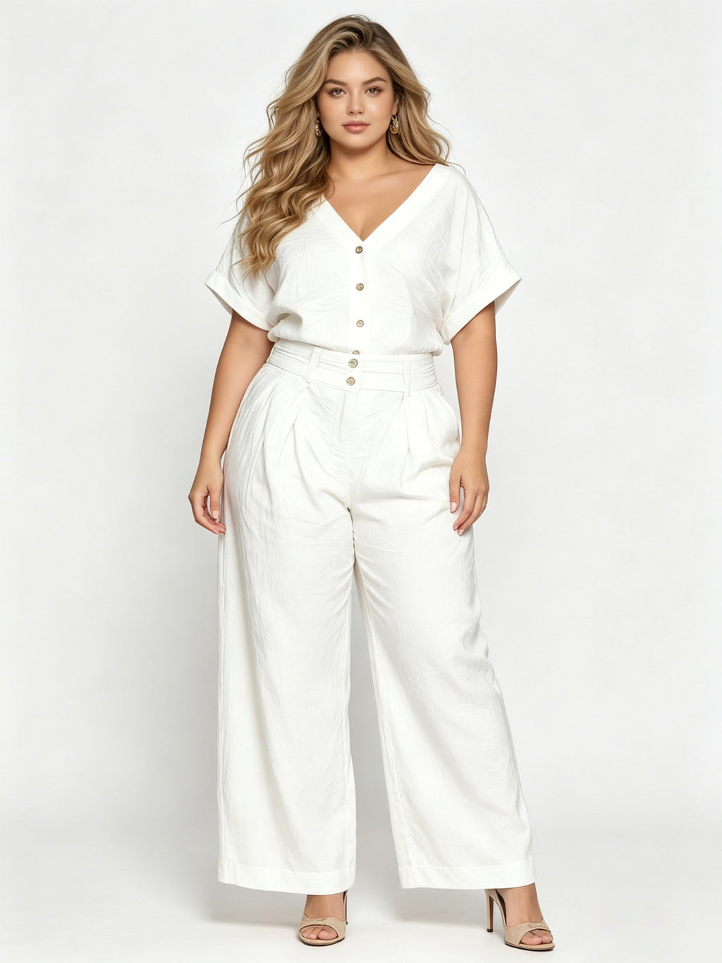 Fashionable Casual Retro Solid-Color Loose-Fitting Set