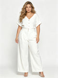 Fashionable Casual Retro Solid-Color Loose-Fitting Set