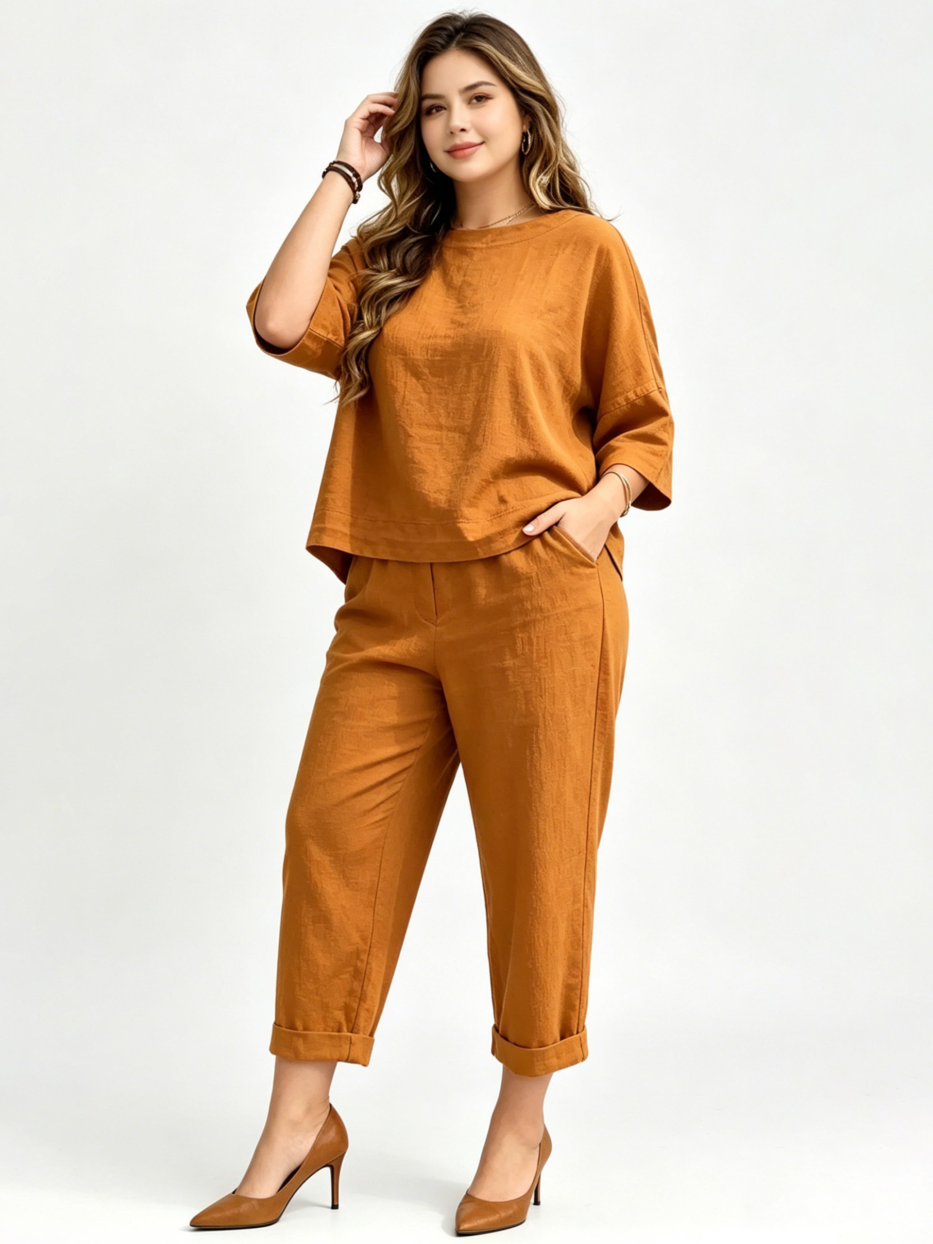 New Arrival Cotton Linen Loose Comfortable Casual Set