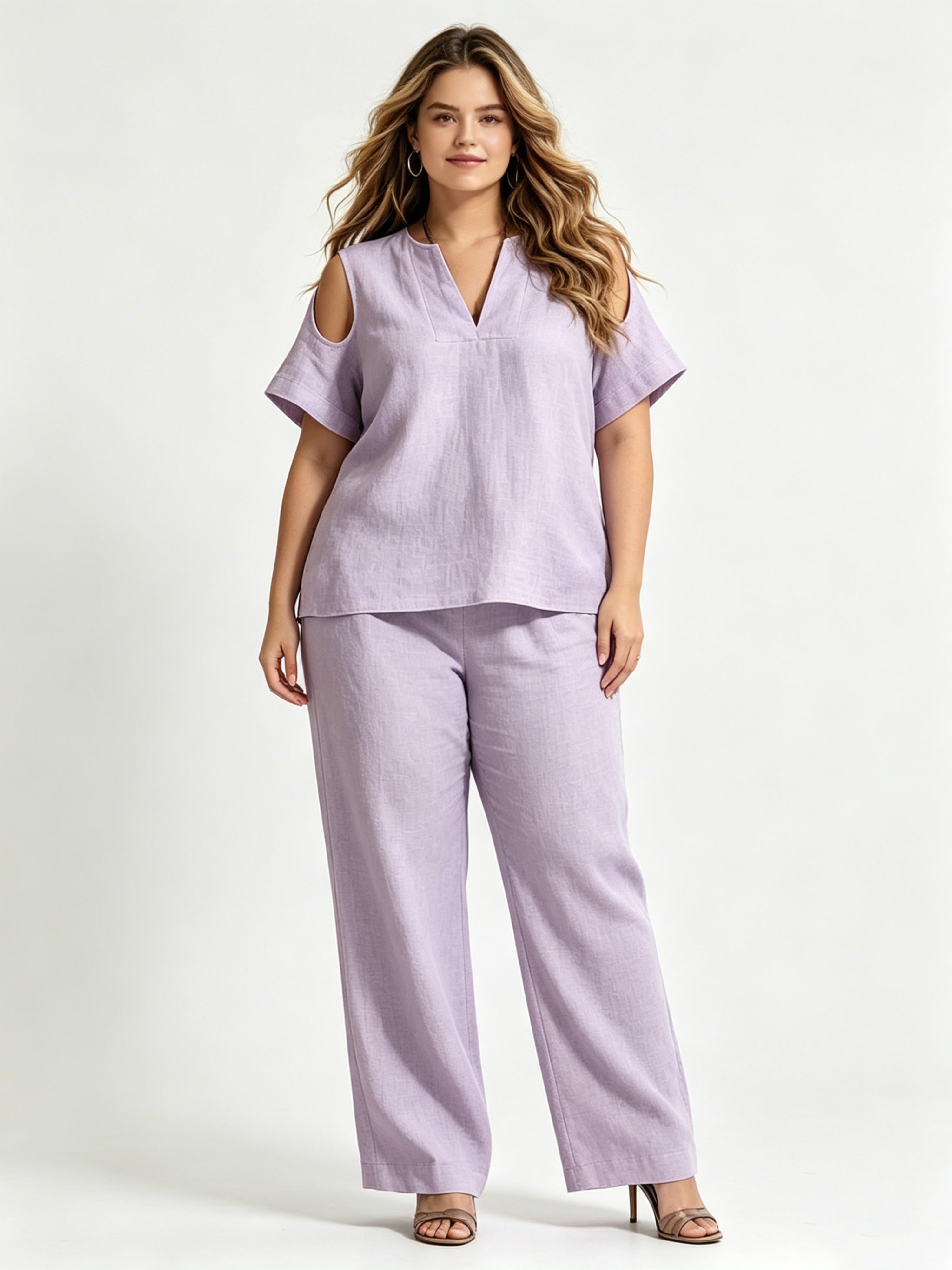 Women's Fashionable Casual Cotton-Linen Set