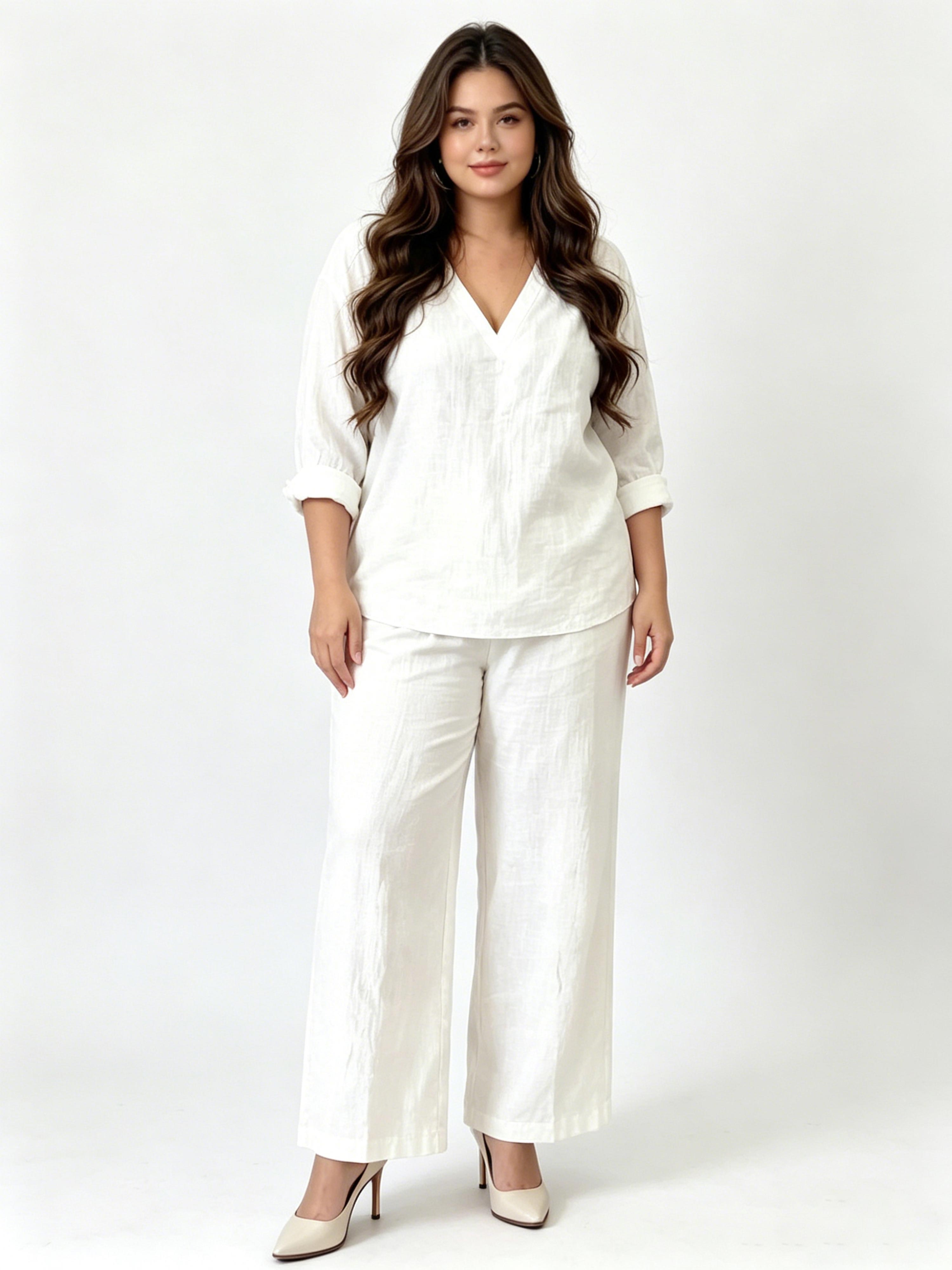Minimalist Stylish Casual V-neck Comfortable Set