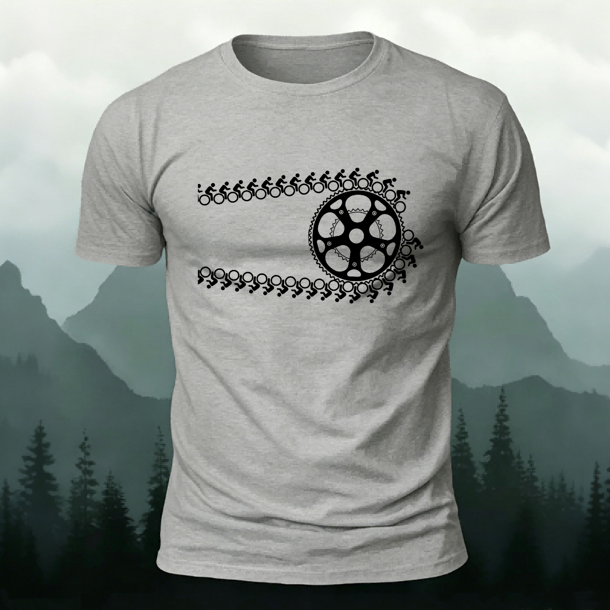 Artistic Cycling Pattern Outdoor Style Skin-Friendly T-Shirt