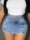 High Waisted Tummy Controlling Hip Hugging Denim Culottes