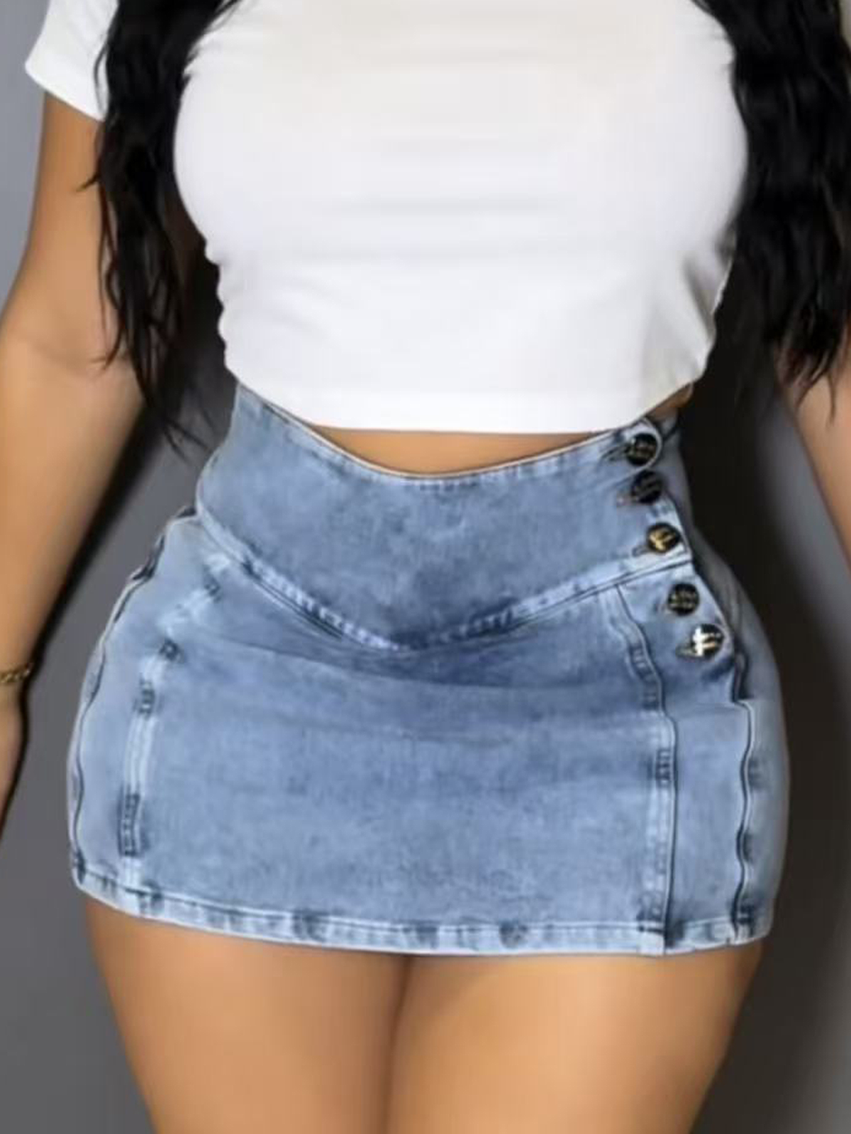 High Waisted Tummy Controlling Hip Hugging Denim Culottes