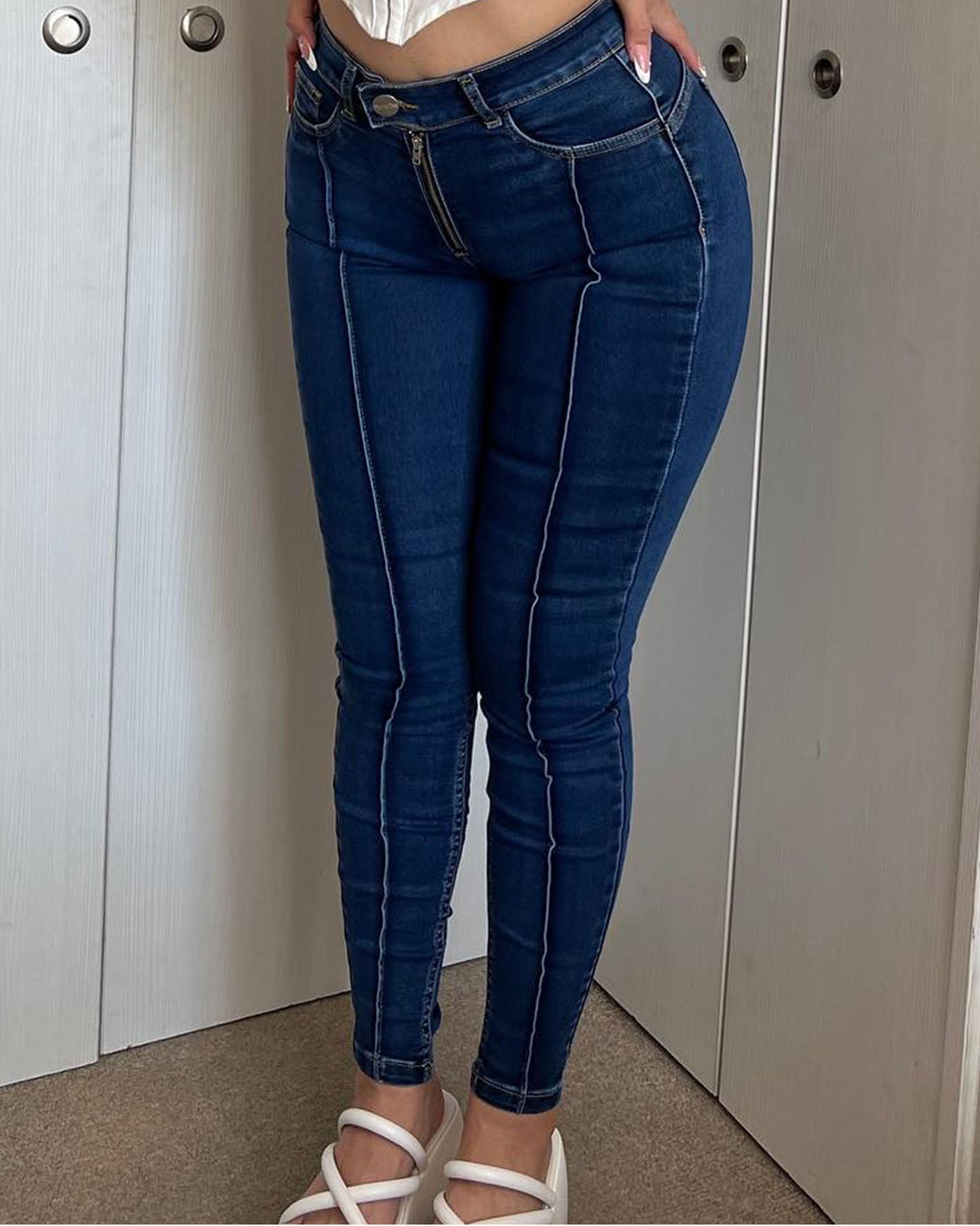 Chiccurve Women's Zipper Skinny Fashion Jeans