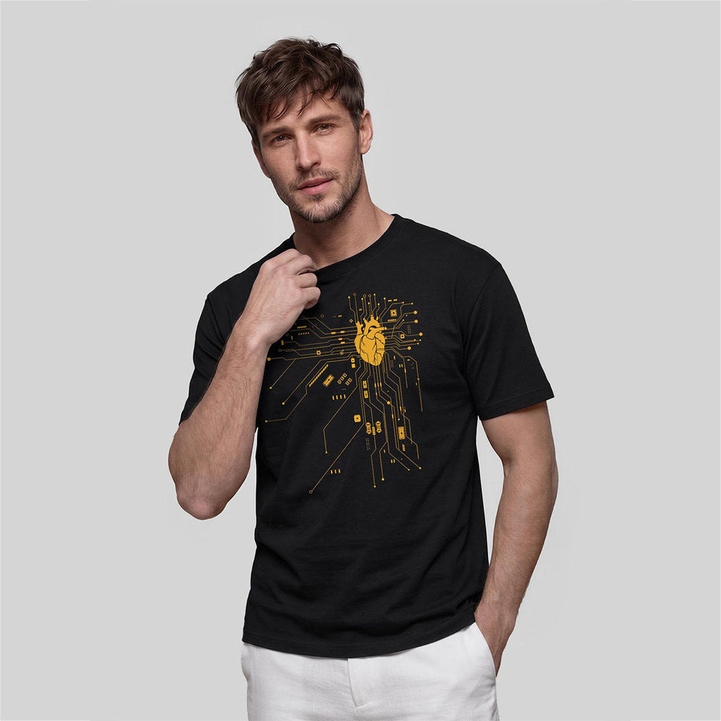 Creative Heart Pattern Combed Cotton T-Shirt