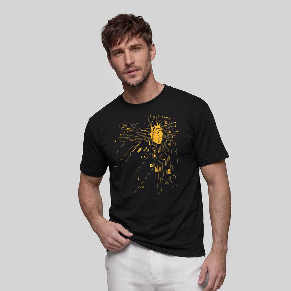 Creative Heart Pattern Combed Cotton T-Shirt