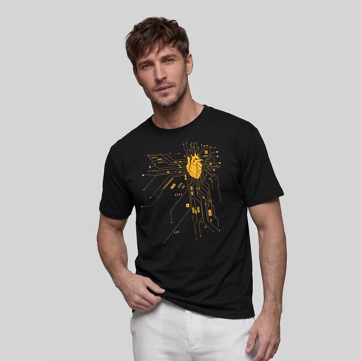 Creative Heart Pattern Combed Cotton T-Shirt