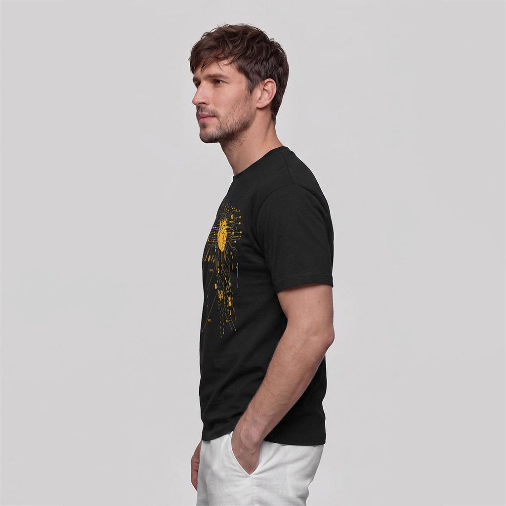 Creative Heart Pattern Combed Cotton T-Shirt